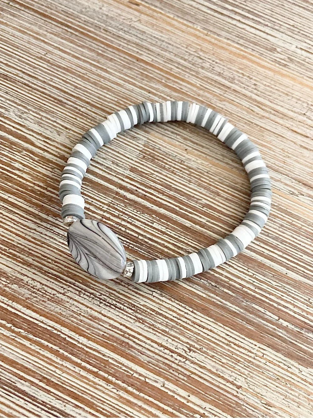 Marble Mist Heishi Stretch Bracelet